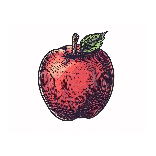 Handgezeichneter Apfel Umriss in Schwarz auf weißer Leinwand Vintage-Design