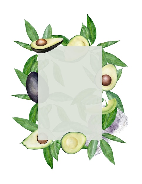 Handgezeichneter Aquarell-Avocado-Rahmen