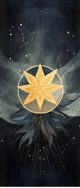 Handgezeichneter goldener Stern auf schwarzem Hintergrund