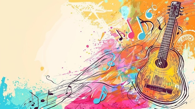 Handgezeichneter Hintergrund für den Weltmusiktag mit Kopierraum