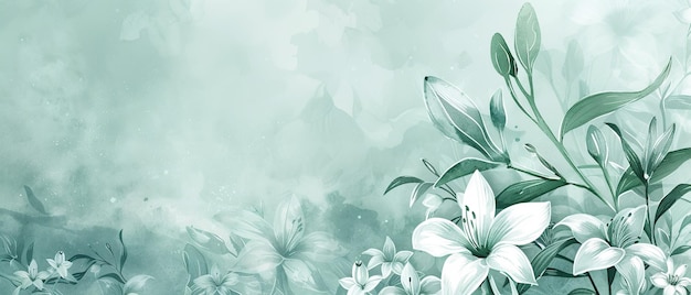 Handgezeichneter Hintergrund mit Minzbrise-Blumen