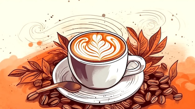 Handgezeichneter internationaler Tag des Kaffees