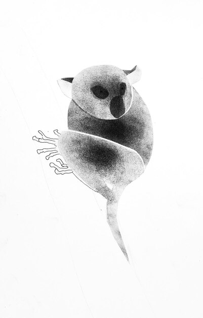 Foto handgezeichneter lemur auf weißem papier