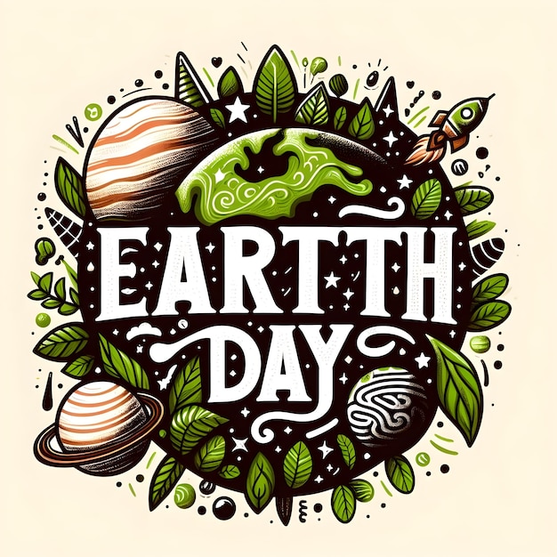 Handgezeichneter Poster zum Tag der Erde mit dem Tag der Erde geschrieben