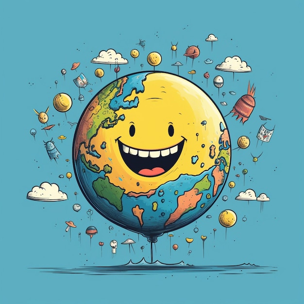 Handgezeichneter Welt-Lächel-Tag-Illustration