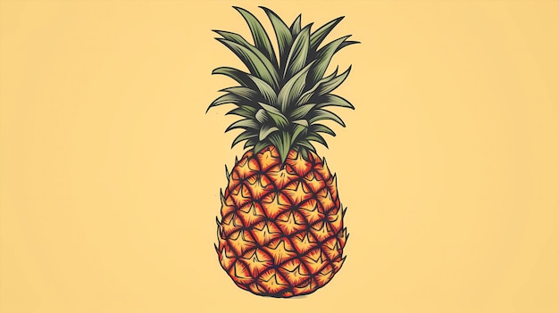 Handgezeichneter Zeichentrickfilm mit frischen tropischen Früchten und Ananas