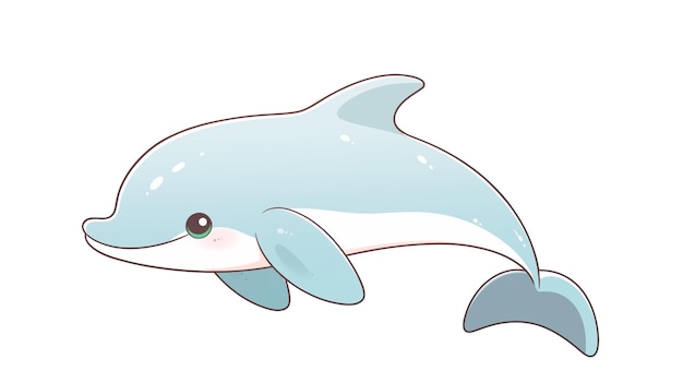 Handgezeichneter Zeichentrickfilm mit süßem Delfin