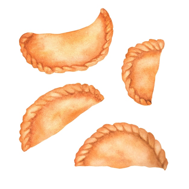Handgezeichnetes Aquarell indisches Essen gujiya traditionelles Holi-Essen
