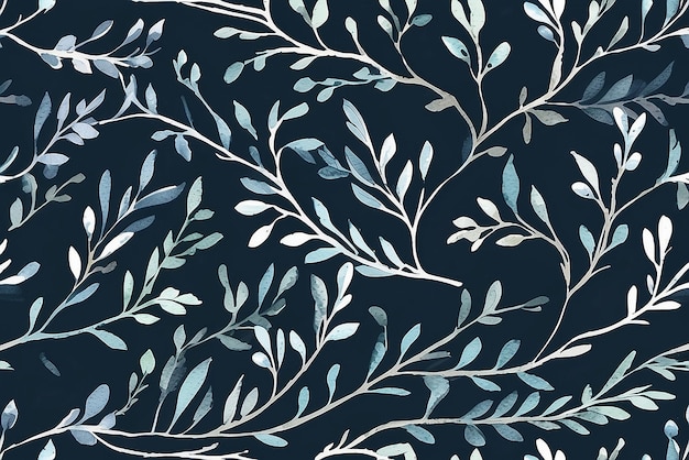 Handgezeichnetes Aquarellmuster mit Zweigen Schöne und zarte nahtlose Textur