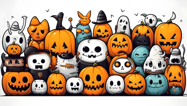 Handgezeichnetes Bild des Halloween-Themas für Hintergrundtapeten-Stoffmuster