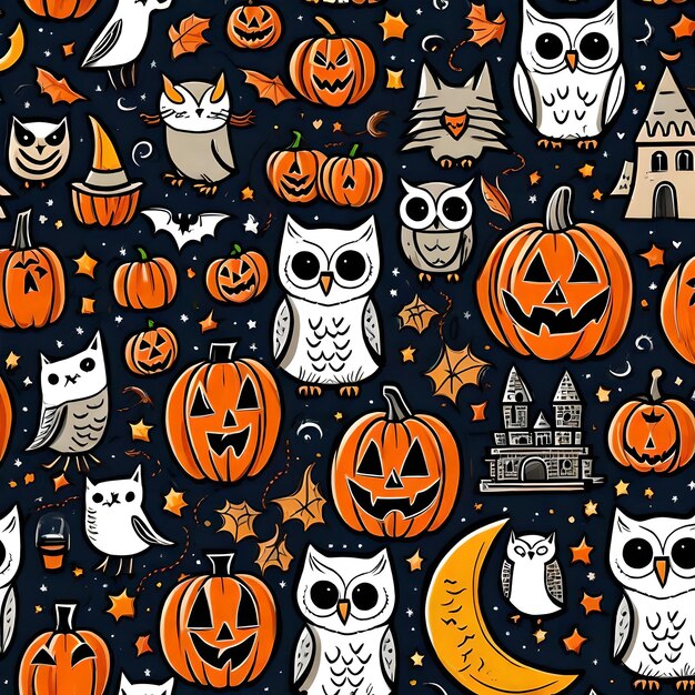 Foto handgezeichnetes doodle-kunst-haloween-konzept