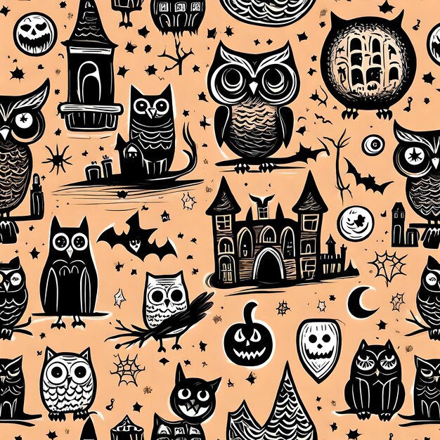 Foto handgezeichnetes doodle-kunst-haloween-konzept