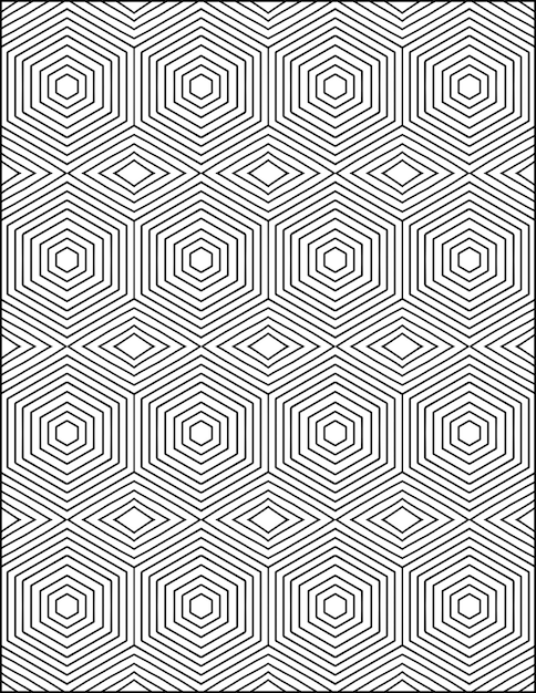 Handgezeichnetes geometrisches Muster Malblatt Geometrisches Muster Maleblatt für Erwachsene
