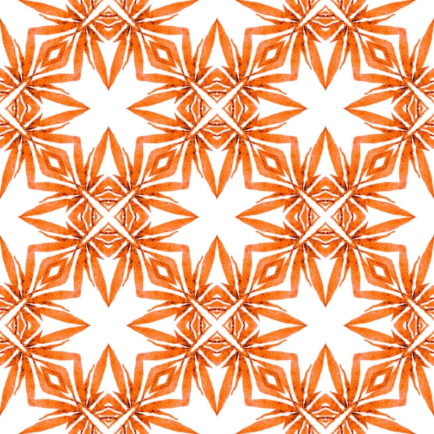 Handgezeichnetes grünes Mosaik nahtlose Grenze Orange