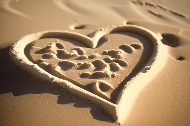 Handgezeichnetes Herz auf dem Sand