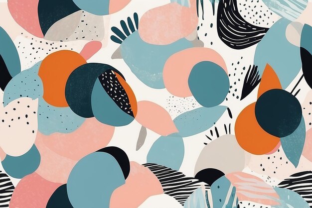 Handgezeichnetes minimal abstraktes Muster Collage zeitgenössischer Druck Modische Vorlage für Design