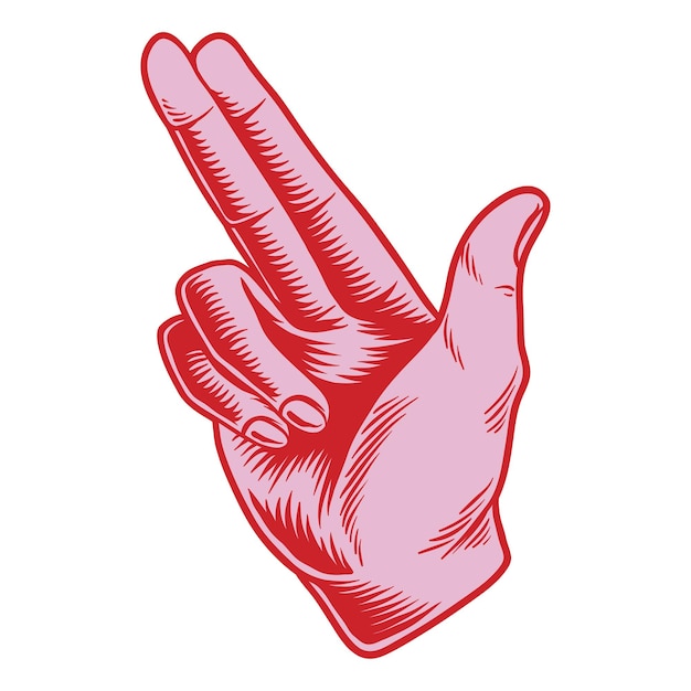 Handgezeichnetes rosa Fingergewehrsymbol Aufkleber Designelement