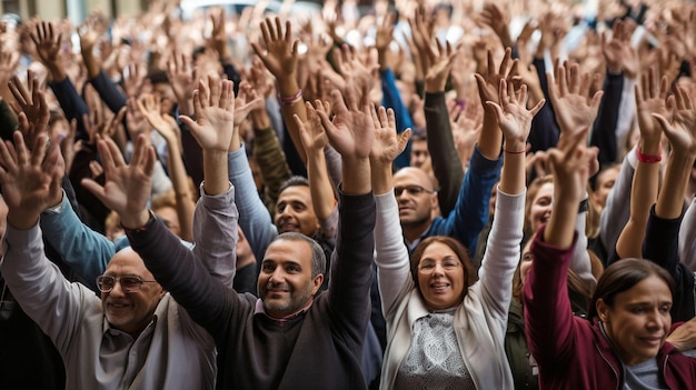 Handheben einer Gruppe von Einzelpersonen Generative KI