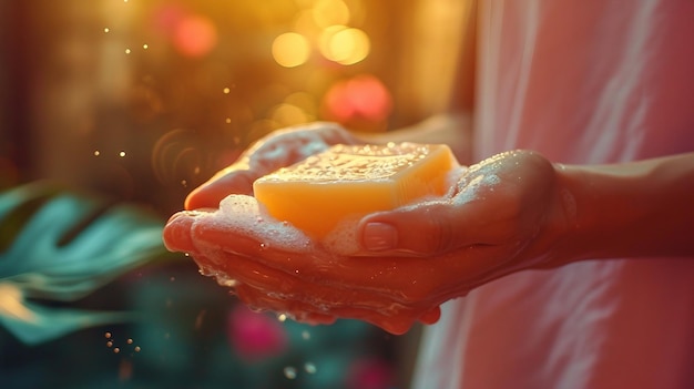 Handhygiene Eine Person, die sich die Hände mit Seife wäscht