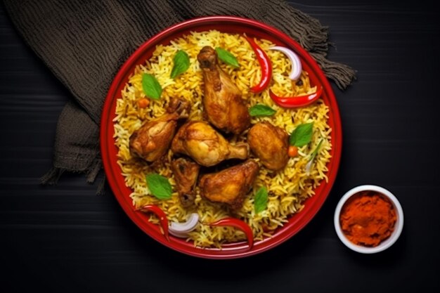 Handi-Hühnchen Biryani wird in einem Lehm- oder Lehmtopf mit dem Namen Haandi Popular Indian non ve zubereitet.