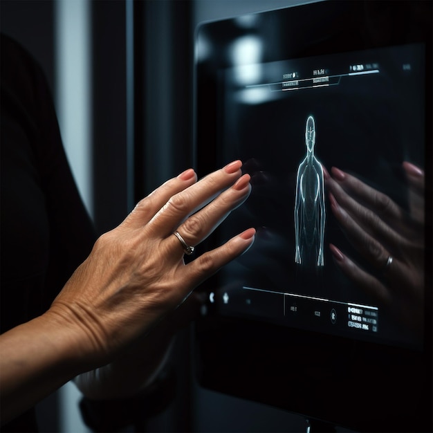 Handklicken auf den von KI erzeugten Touchscreen