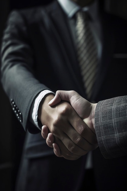 Foto handshaking de empresários no escritório criado com ia generativa