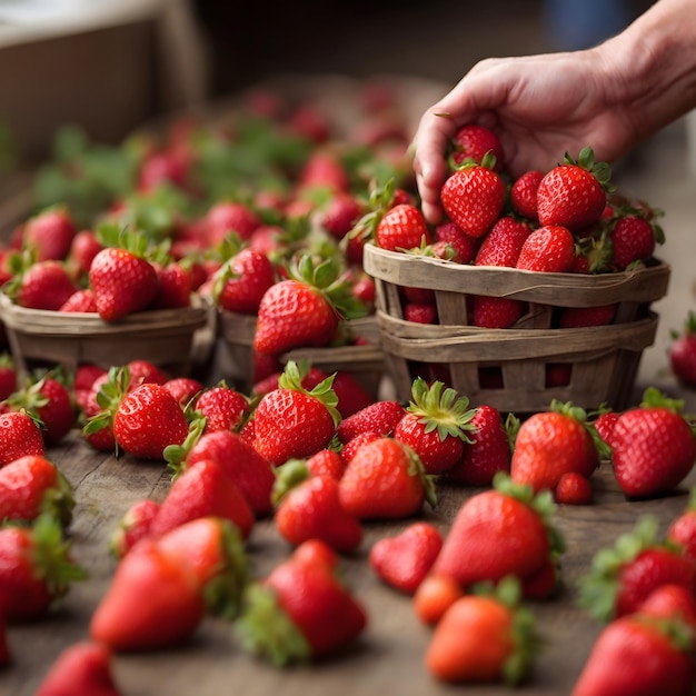 Handverlesene frische Erdbeeren