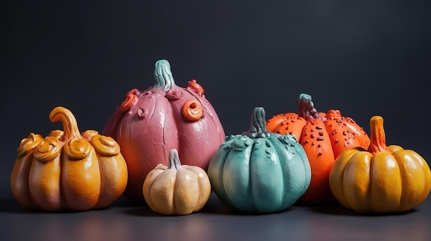 Handwerkliche Kürbisse für Halloween, Thanksgiving und Herbstdekoration Generative Ai