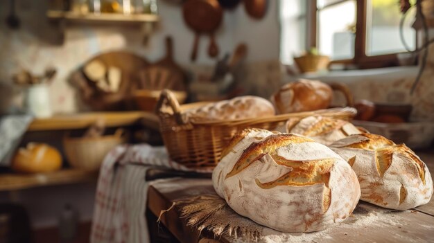 Foto handwerkliches brotbacken in einer rustikalen küche kulinarisches handwerk