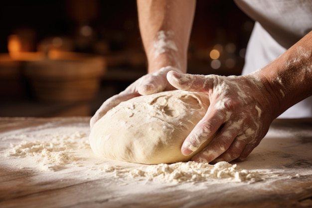 Foto handwerkliches kneten von teig