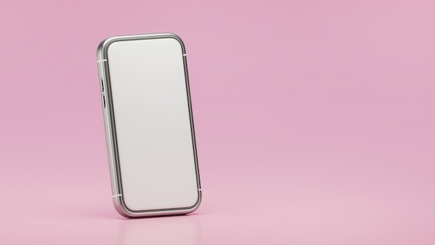 Handy-Bildschirm. Smartphone lokalisiert auf rosa Hintergrund. Präsentation der mobilen App. 3D-Rendering
