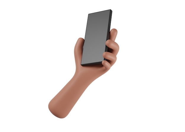 Handy in der Hand mit weißem Hintergrund 3D-Rendering