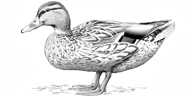 Handzeichnung einer Ente mit einer Ente in der Mitte