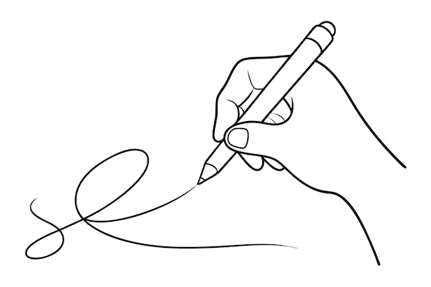 Handzeichnung mit Bleistift Kontinuierliche Linie Vektorkunst Illustration auf Schwarz-Weiß