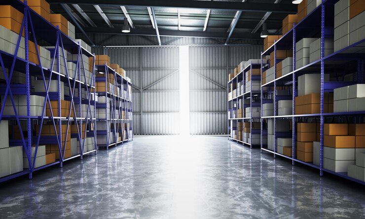 Foto hangar vazio armazém de entrega imagem renderização 3d