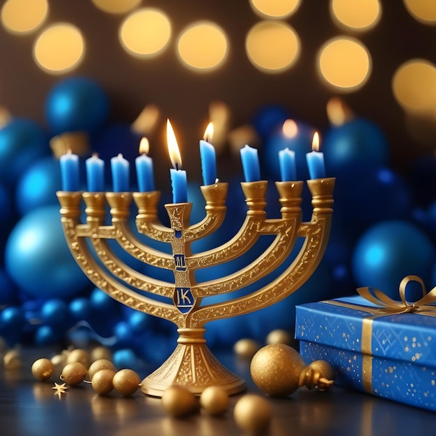 Hanukkah azul e dourado