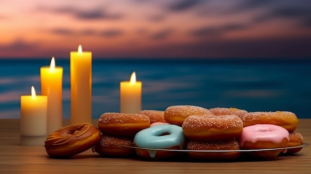 hanukkah_burning_candle_and_donuts_israel