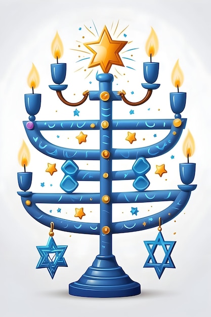 Foto hanukkah feier illustration menorah und kerzen dreidel und gelt design jüdische feier artw