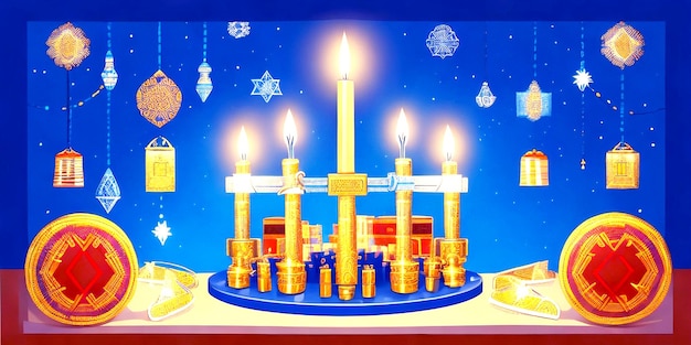 Hanukkah im Papierstil