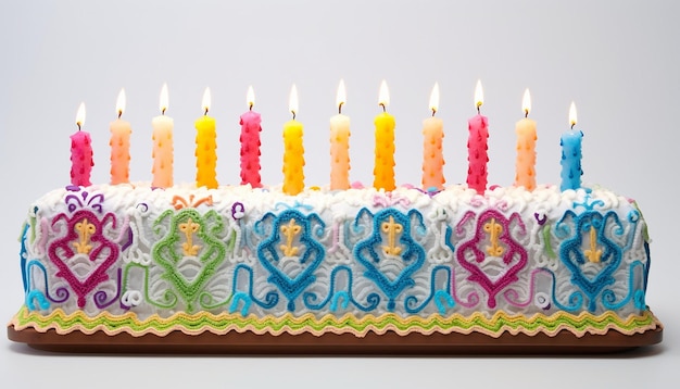 Hanukkah menorah de 3d bordado multicolor