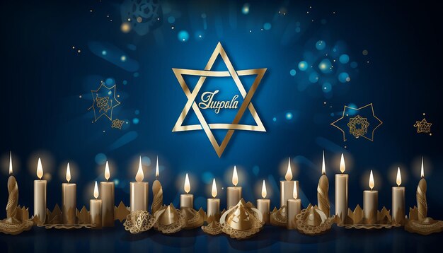 Hanukkah vector azul y dorado de alta calidad