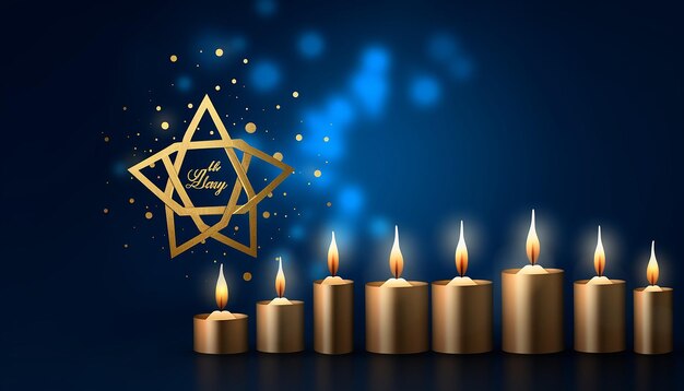 Foto hanukkah vector azul y dorado de alta calidad