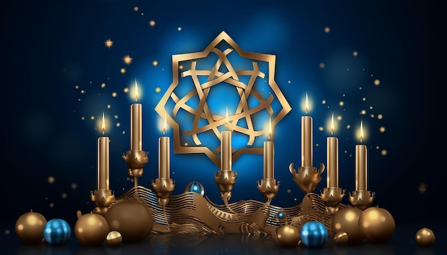 Hanukkah vector azul y dorado de alta calidad