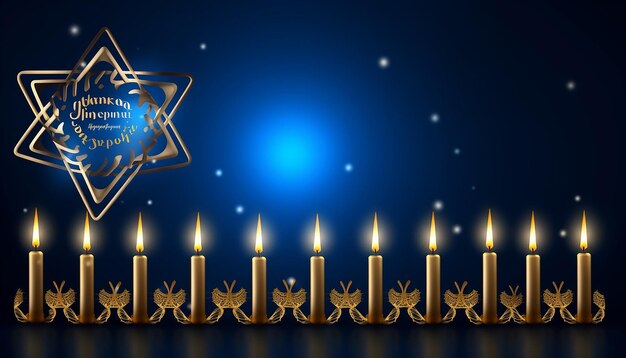 Foto hanukkah vector azul y dorado de alta calidad