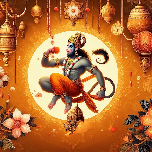 Hanuman Jayanti Bildhintergrund von Bing generiert