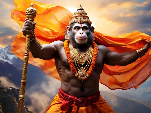 Hanuman jayanti desenho de fundo colorido de melhor qualidade imagem de papel de parede hiper realista ai gerado