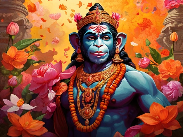 Hanuman jayanti desenho de fundo colorido de melhor qualidade imagem de papel de parede hiper realista ai gerado