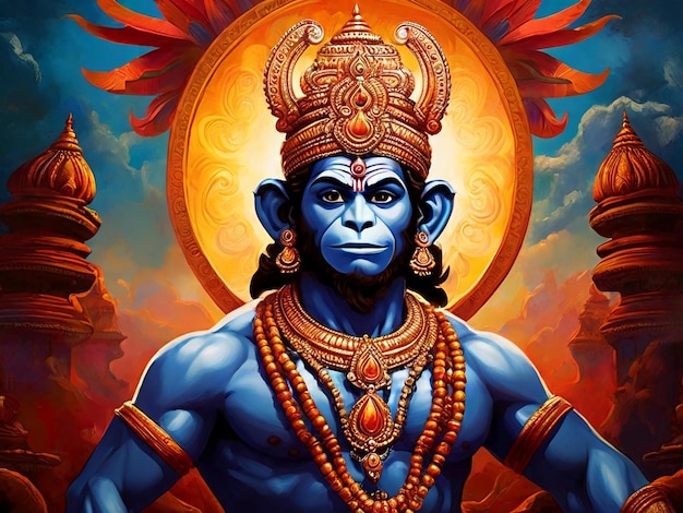 Hanuman jayanti diseño de fondo colorido de la mejor calidad imagen de papel de pared hiper realista ai generado