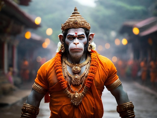 Hanuman Jayanti farbenfrohes Hintergrunddesign mit bester Qualität hyperrealistisches Tapetenbild ai generiert