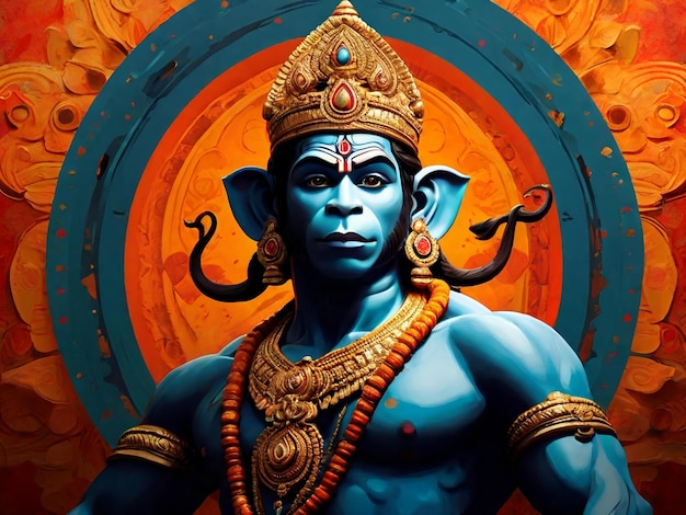 Hanuman Jayanti farbenfrohes Hintergrunddesign mit bester Qualität hyperrealistisches Tapetenbild ai generiert